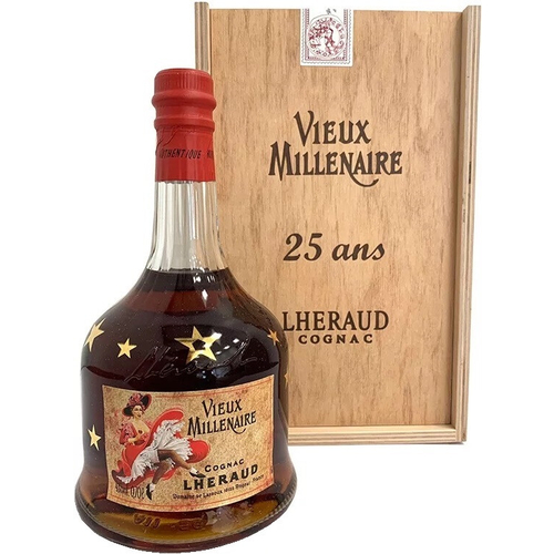 КОНЬЯК LHERAUD COGNAC VIEUX MILLENAIRE WOOD 25 лет 43% 0,7л дерев/коробка